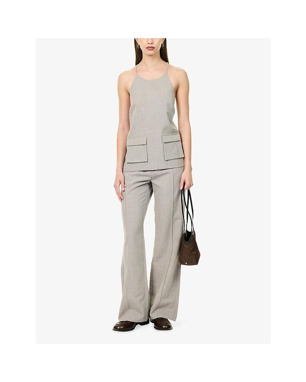 St. Agni Gray Classic Pintuck-Pleat Wool-Blend Trousers