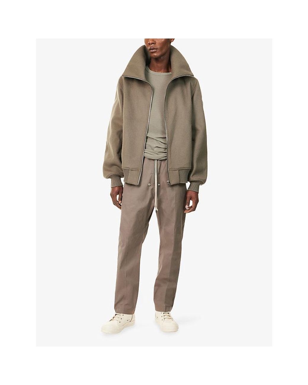 Rick Owens Brown Dracuflight High-Neck Wool Bomber Jacket for men