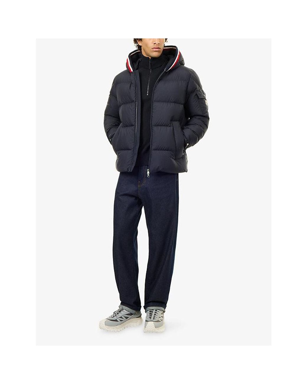 Moncler Blue Lacfroid Hooded Short Down Jacket for men