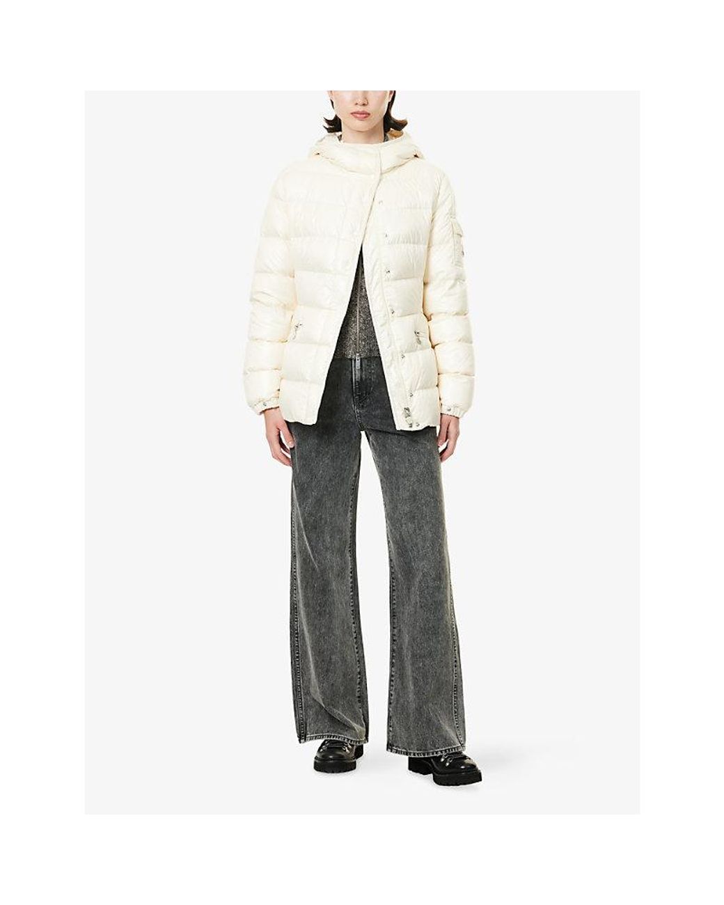 Moncler White Barante Hooded Shell-Down Jacket