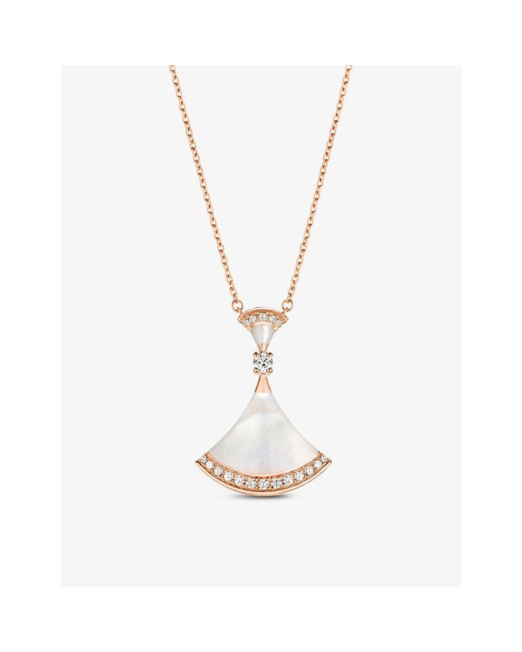 BVLGARI White Diva's Dream 18Ct, 0.28Ct Round-Cut Pavé Diamonds And Mother-Of-Pearl Necklace
