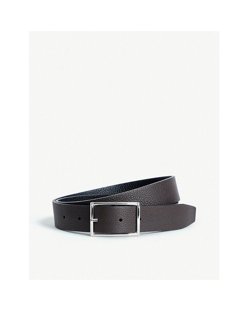 Andersons Black Grained Leather Reversible Belt for men