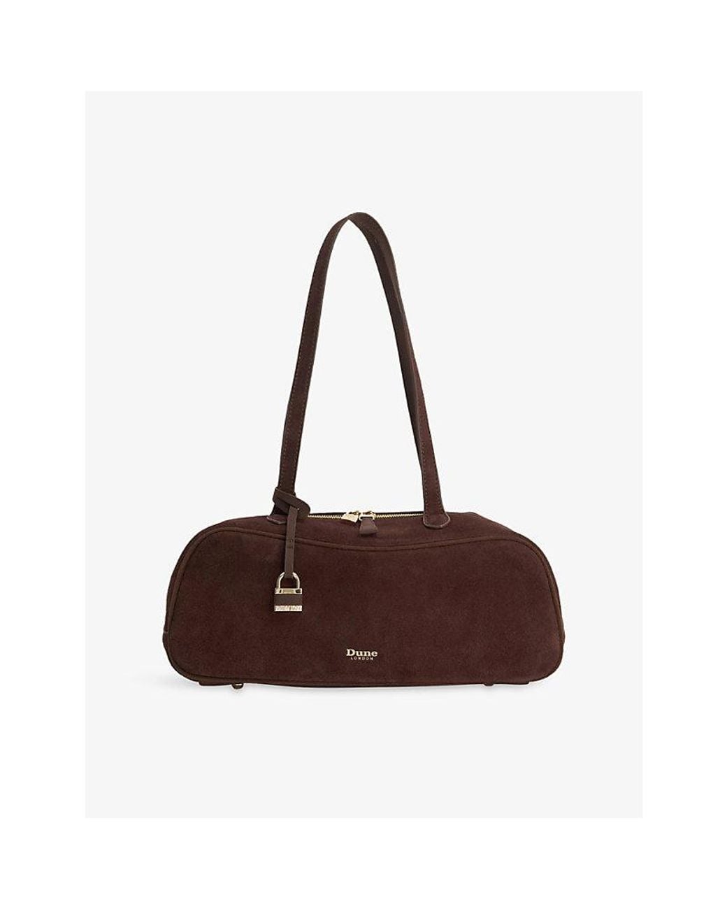 Dune Brown Day Medium Suede Bowler Shoulder Bag