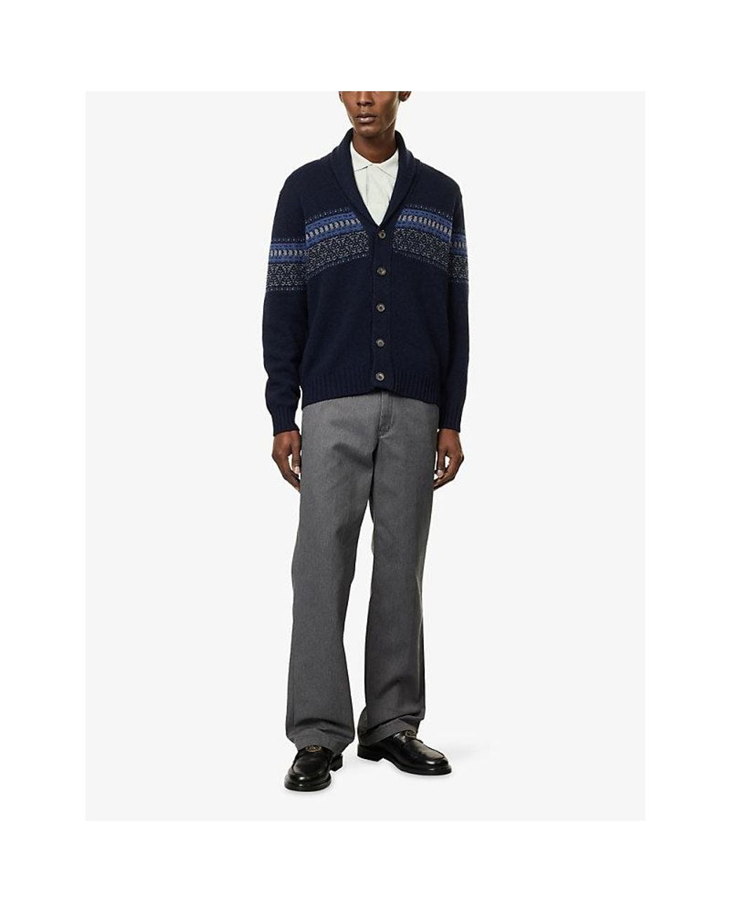 Corneliani Blue Shawl-Collar Cashmere Cardigan for men