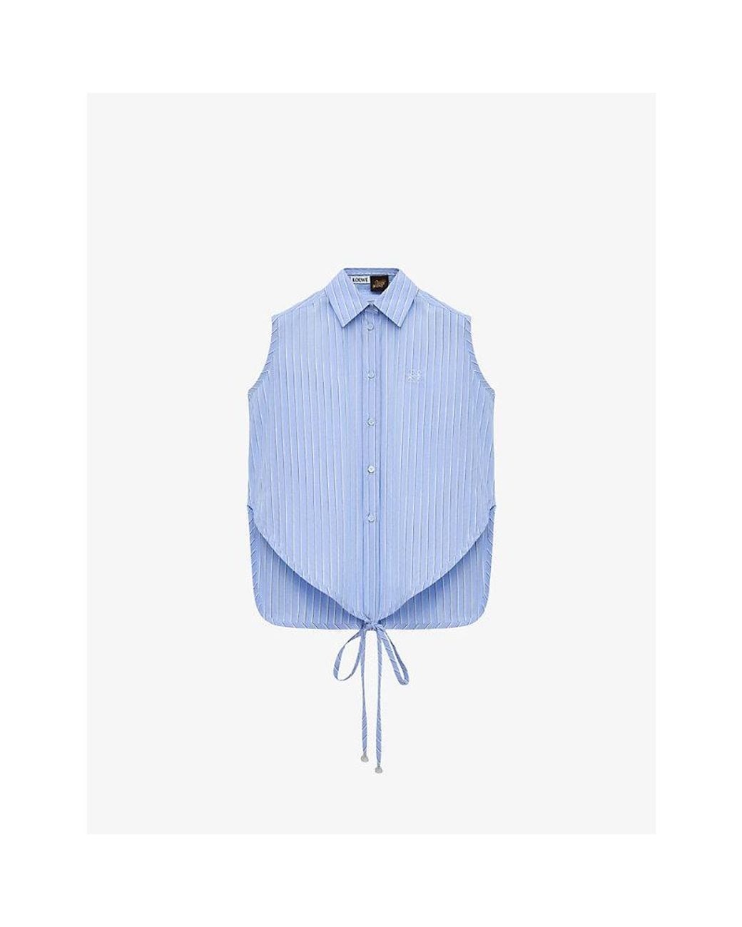 Loewe Blue X Paula's Ibiza Striped Sleeveless Cotton-Poplin Shirt