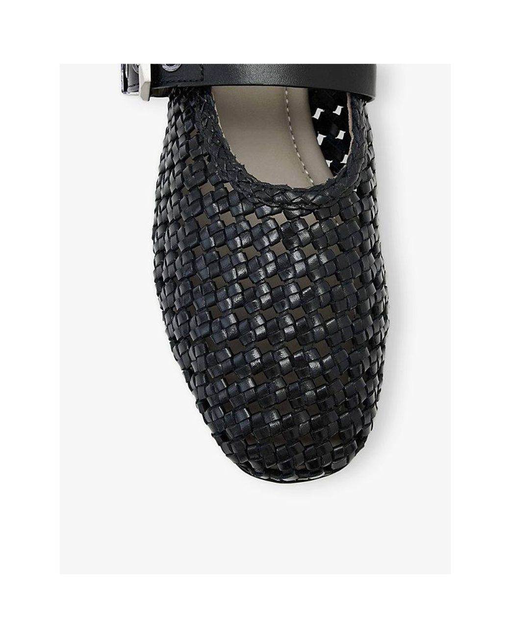 AllSaints Black Sabine Woven Leather Ballet Flats