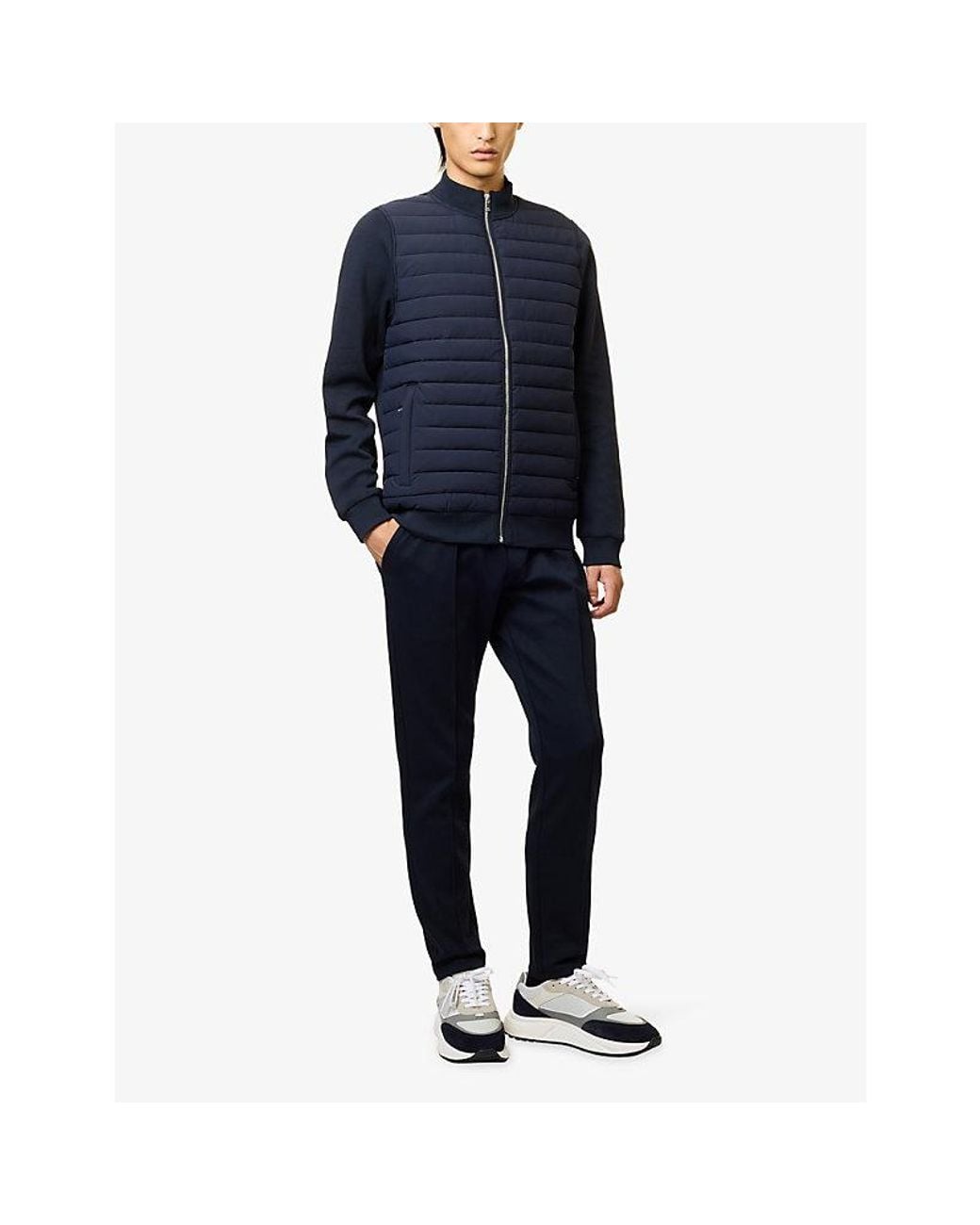 Arne Blue Interlock Tapered Woven Jogging Bottoms for men