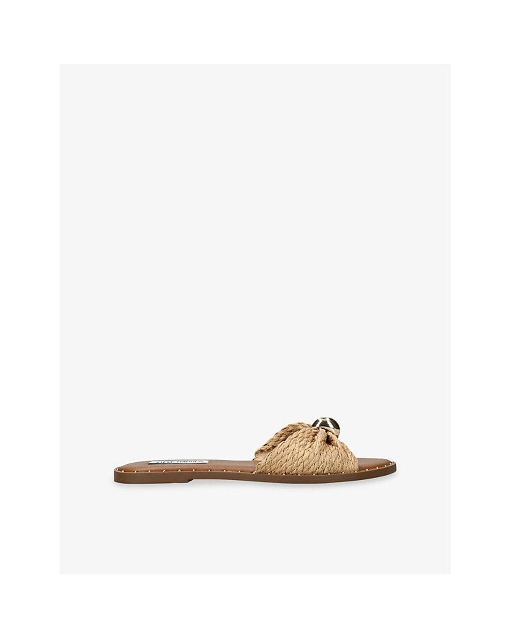 Steve Madden Natural Dipsy Flat Raffia Sandals