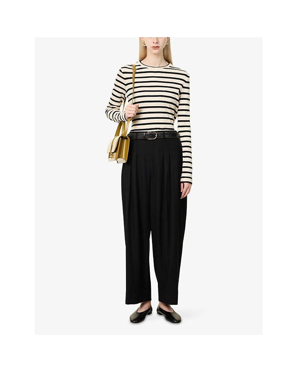ME+EM Black Exaggerated Taper Woven Trousers