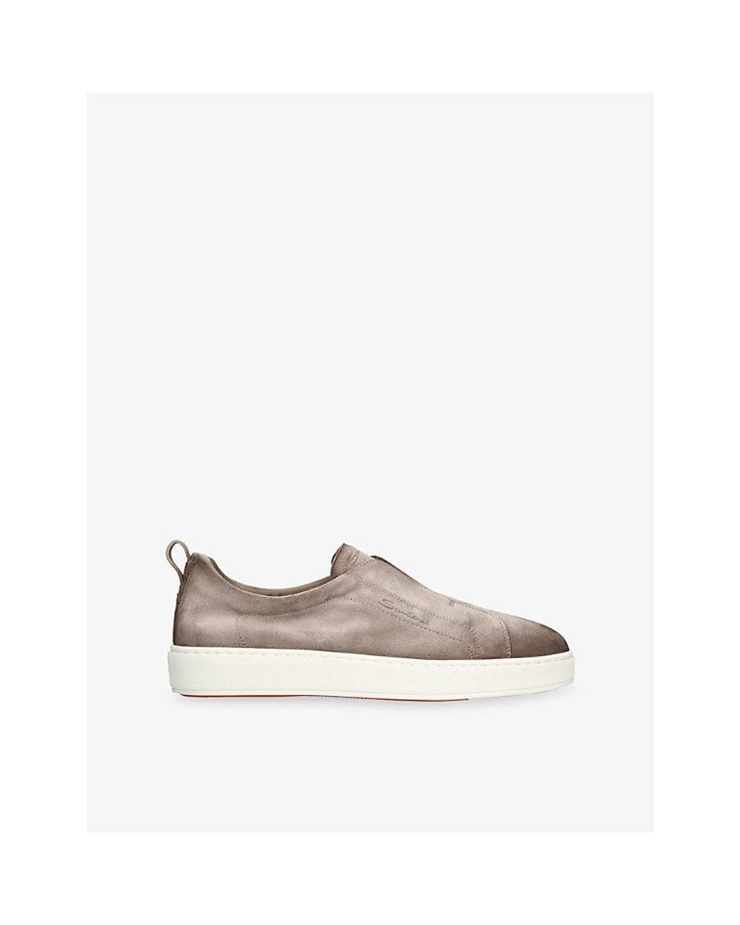 Santoni White Victory Unlined Suede Trainers for men