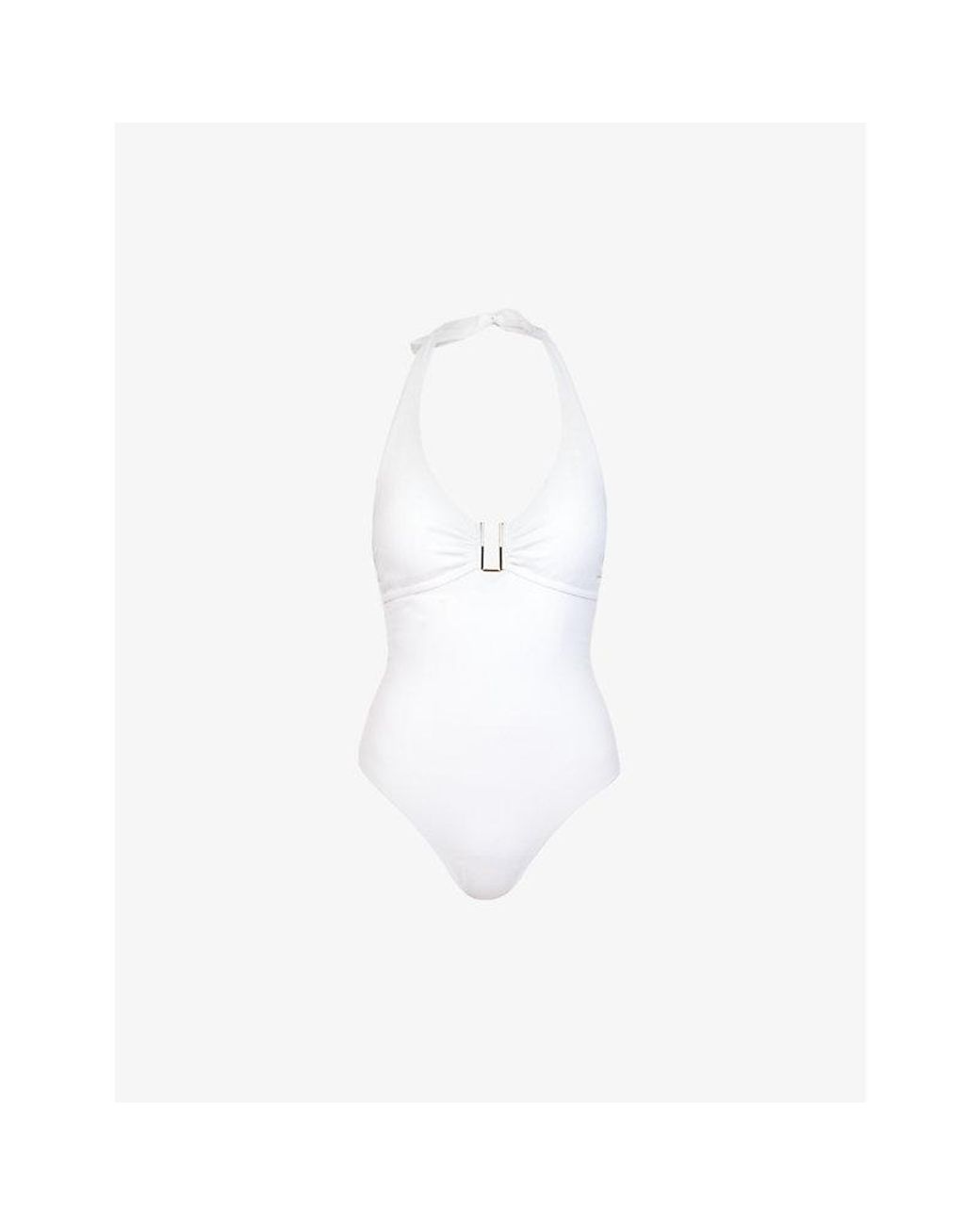 Melissa Odabash White Tampa Halter-Neck Swimsuit