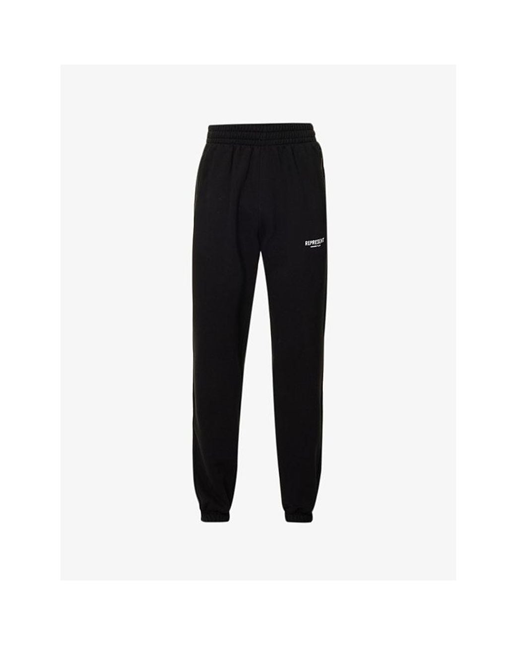 Represent Black Owners' Club Text-Print Relaxed-Fit Cotton-Jersey Jogging Bottoms for men