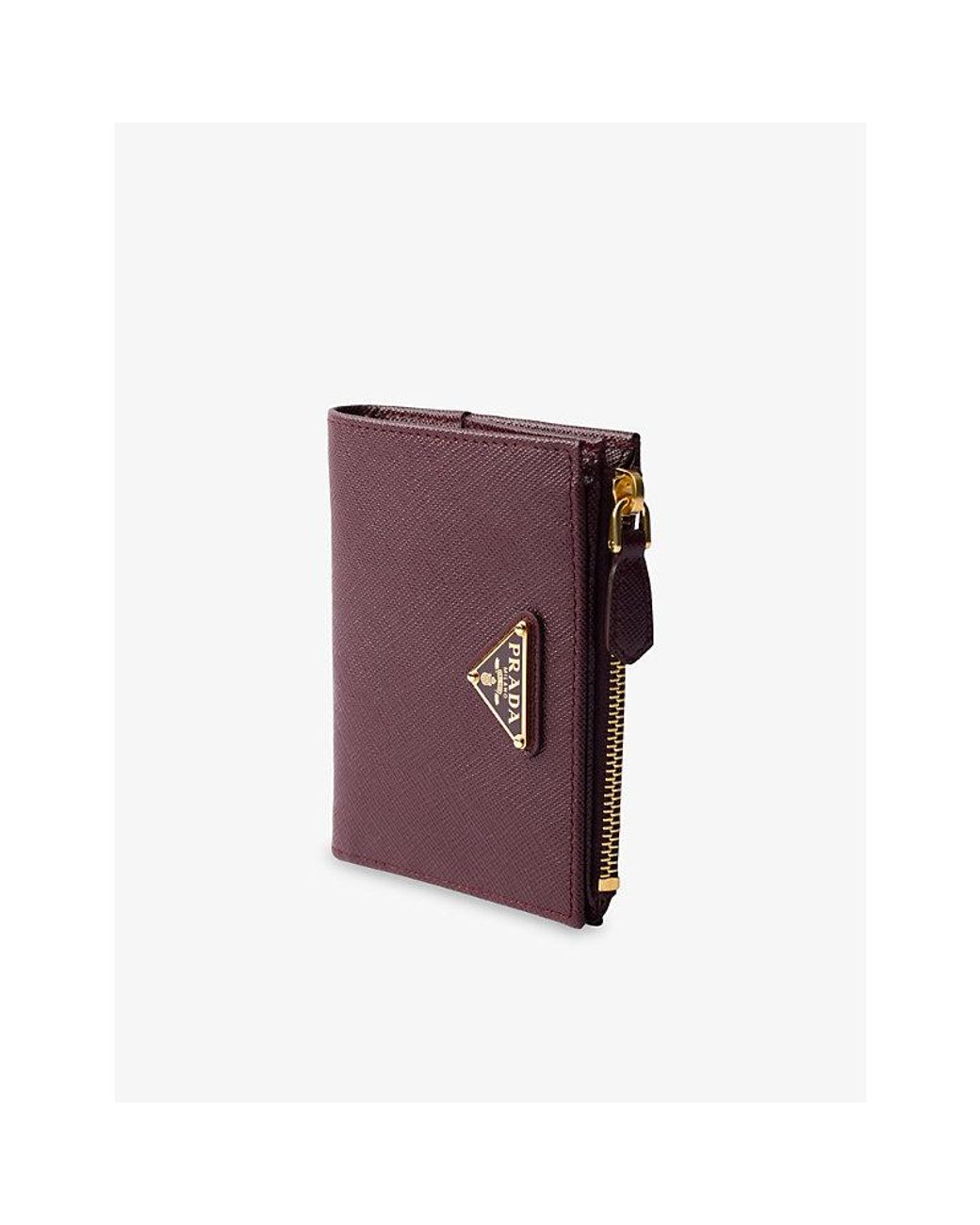 Prada Purple Brand-Plaque Small Saffiano Leather Wallet