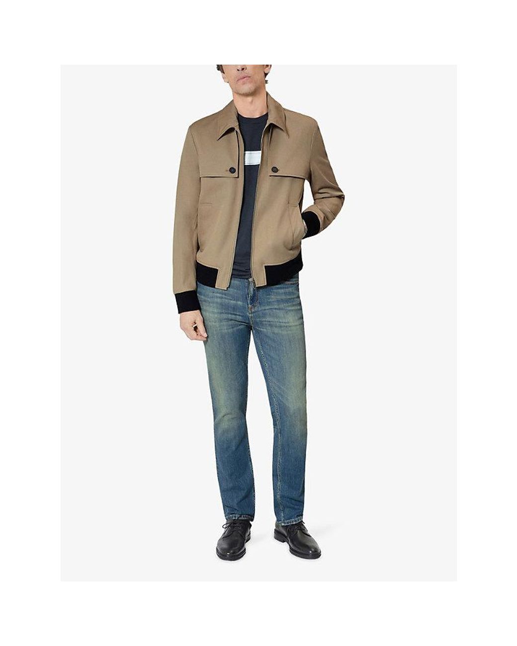 The Kooples Natural Side-Pocket Zip-Up Cotton Jacket for men