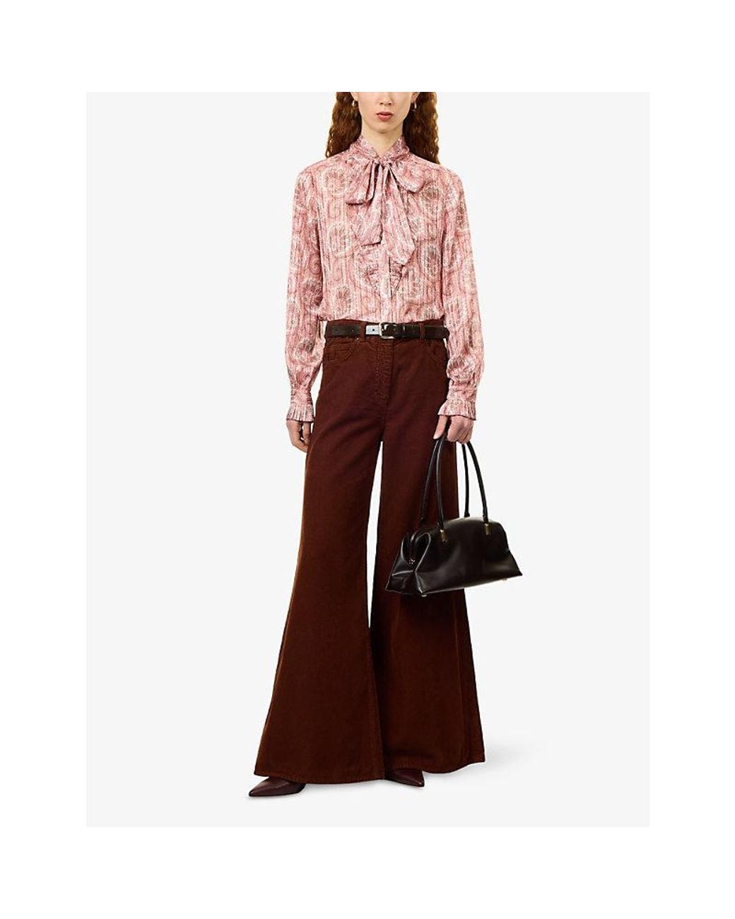 ME+EM Pink Paisley-Print Satin Blouse