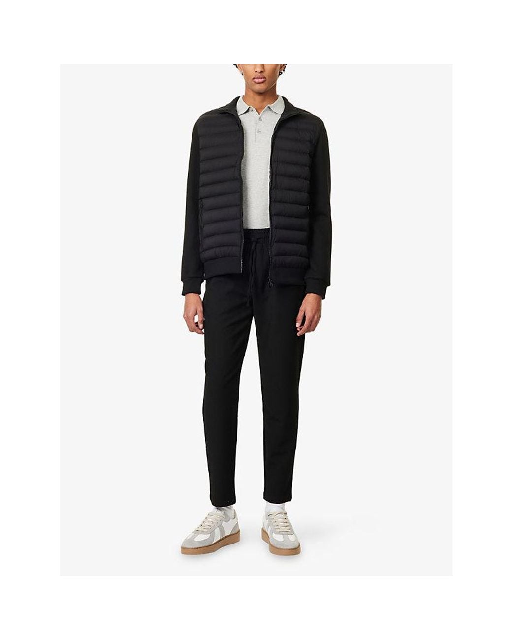 Arne Black Smart Casual Tapered-Leg Woven Jogging Bottoms for men