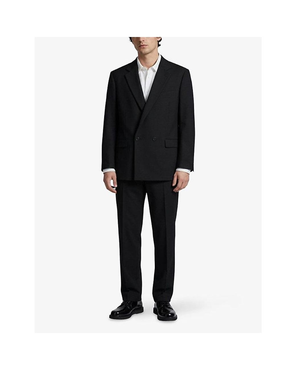 The Kooples Black Straight-Leg Regular-Fit Wool Trousers for men