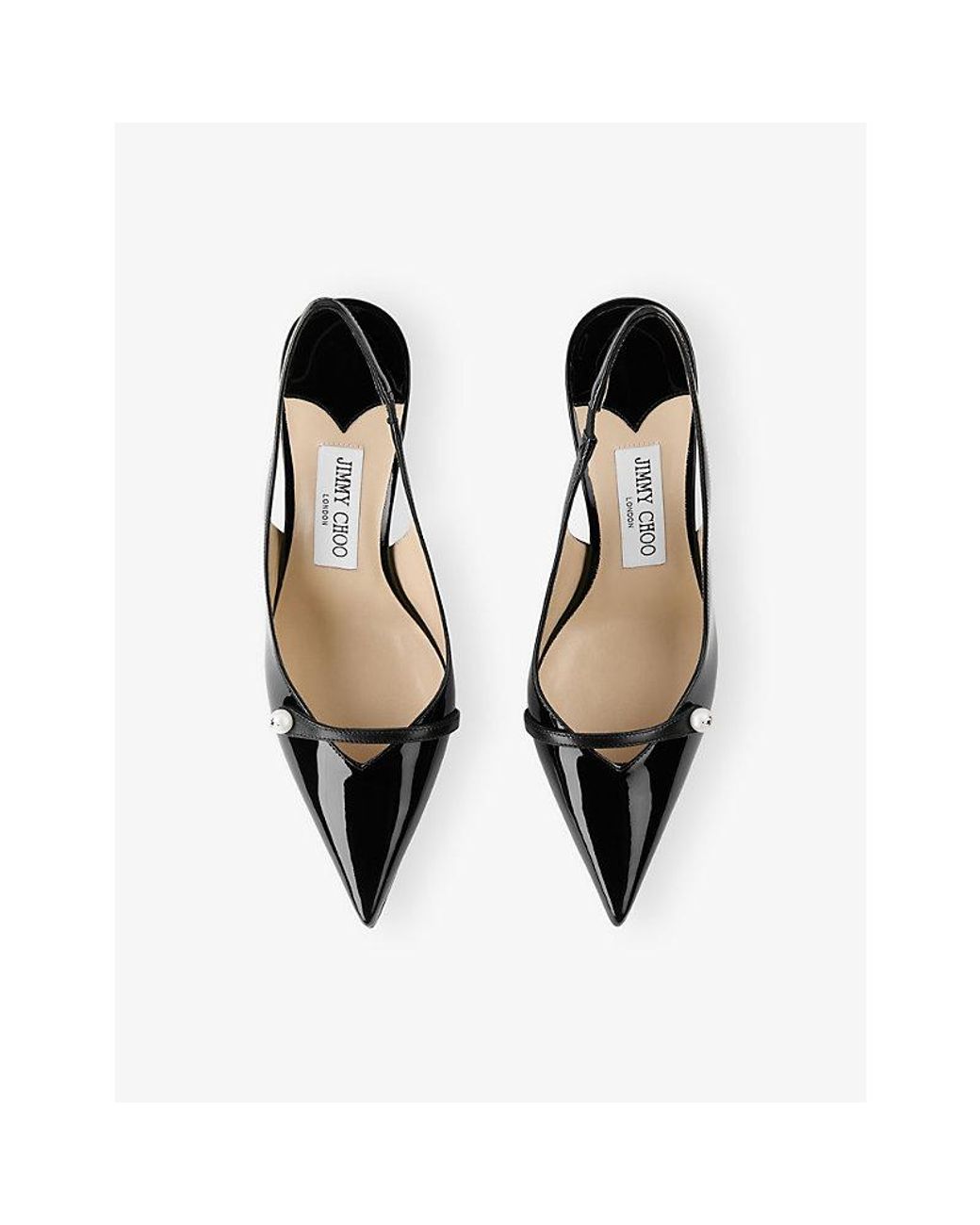 Jimmy Choo Black Amita 85 Patent Leather Slingbacks