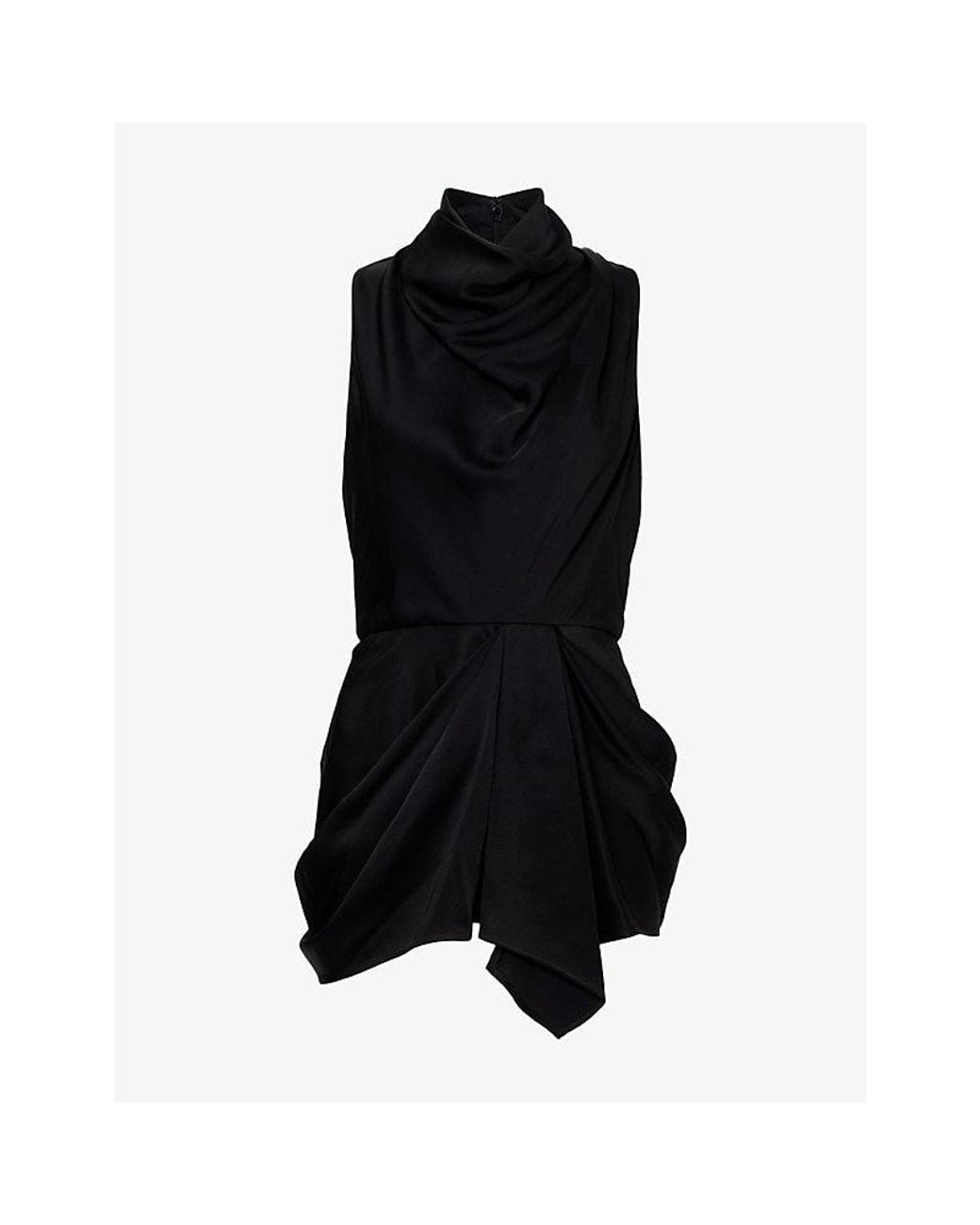 Givenchy Black Draped Sleeveless Satin Top