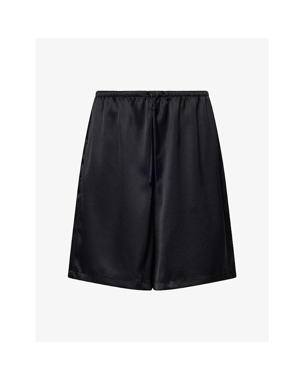 Reformation Black Sandy Elasticated Satin Shorts