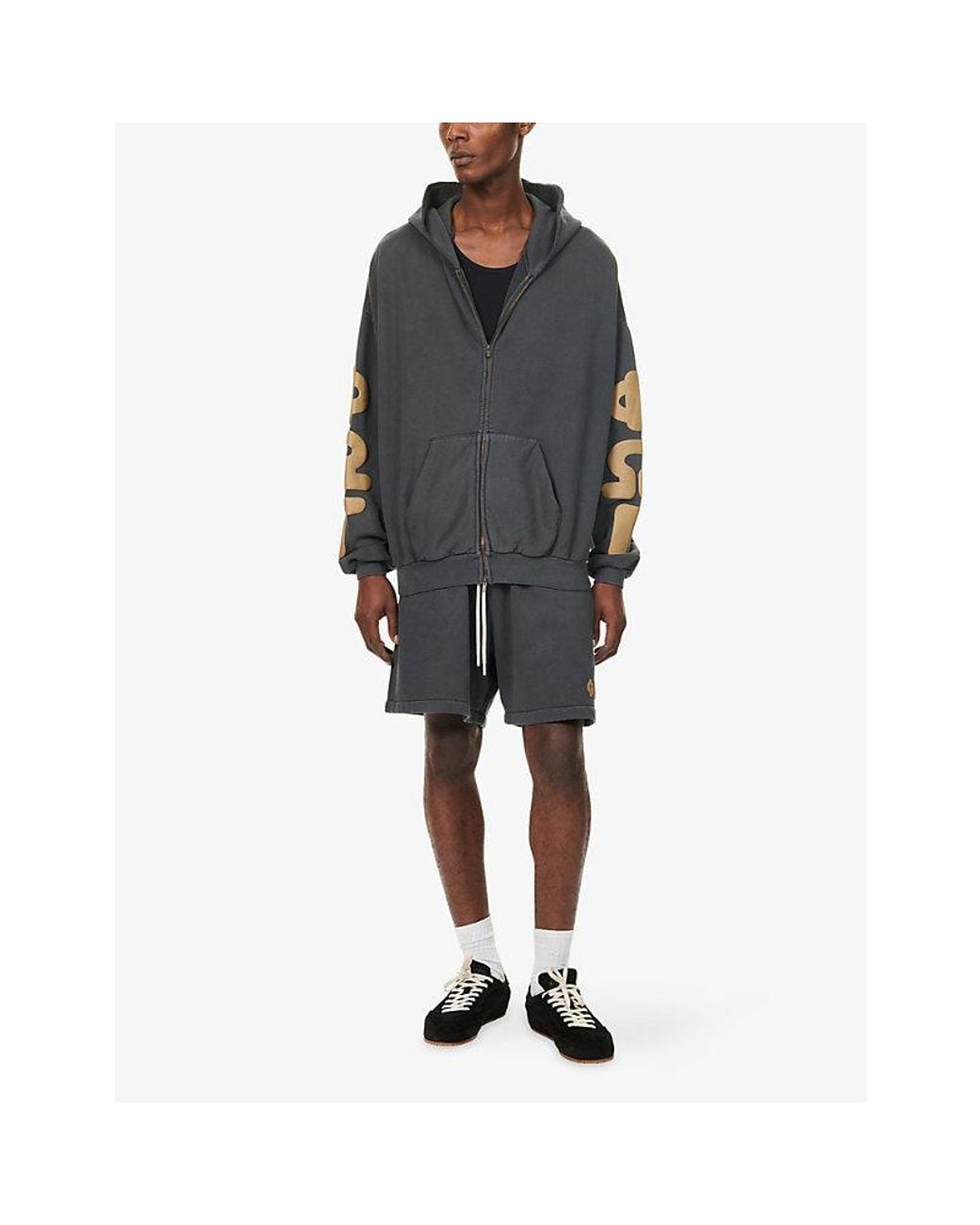 Fear Of God Blue 90's Zip-Up Puff-Print Cotton Hoody for men