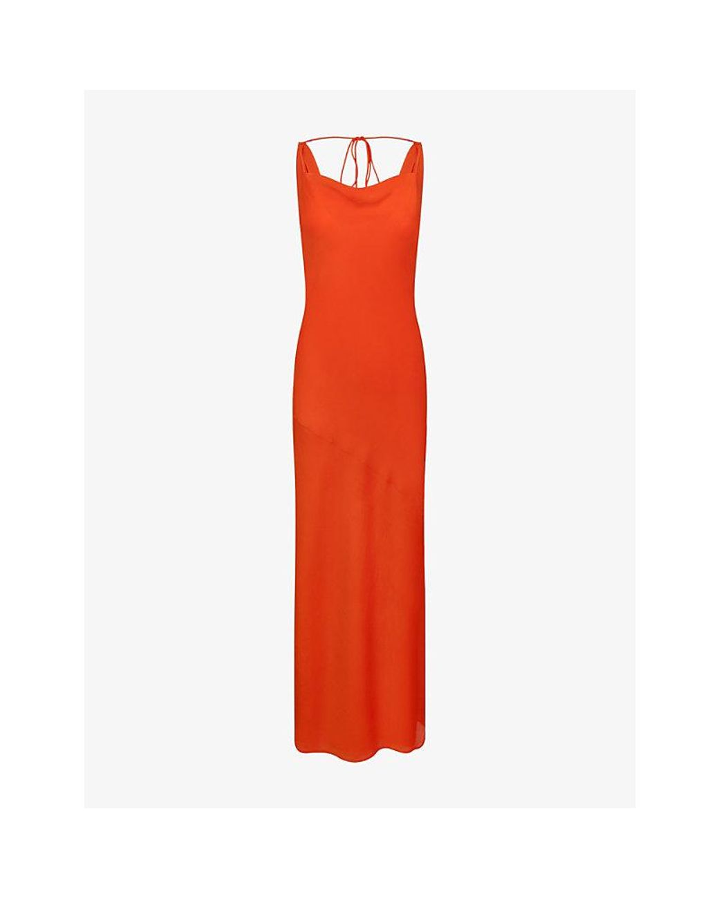 OMNES Red Koko Cowl-Back Woven Maxi Dress