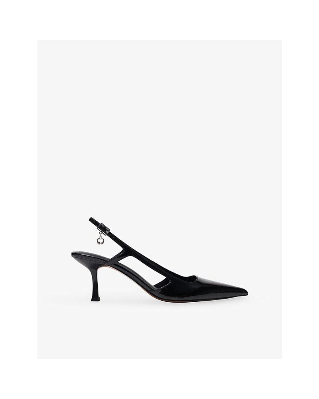 Maje Black Heeled Patent-Leather Sling-Back Pumps