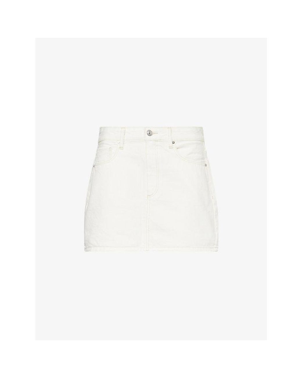 PAIGE White Bobbi Low-Rise Denim Mini Skirt