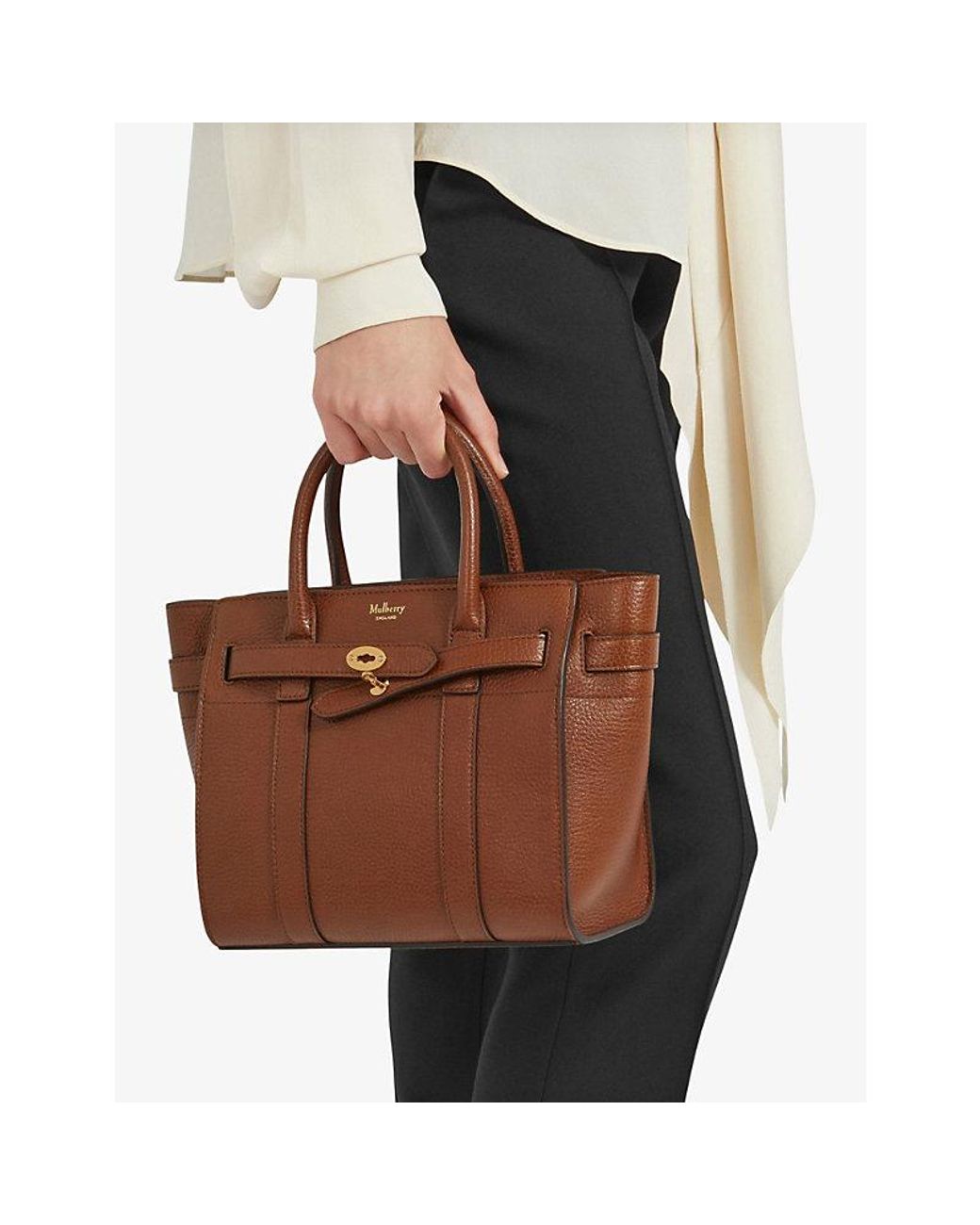 Mulberry Brown Zipped Bayswater Mini Leather Cross-Body Bag