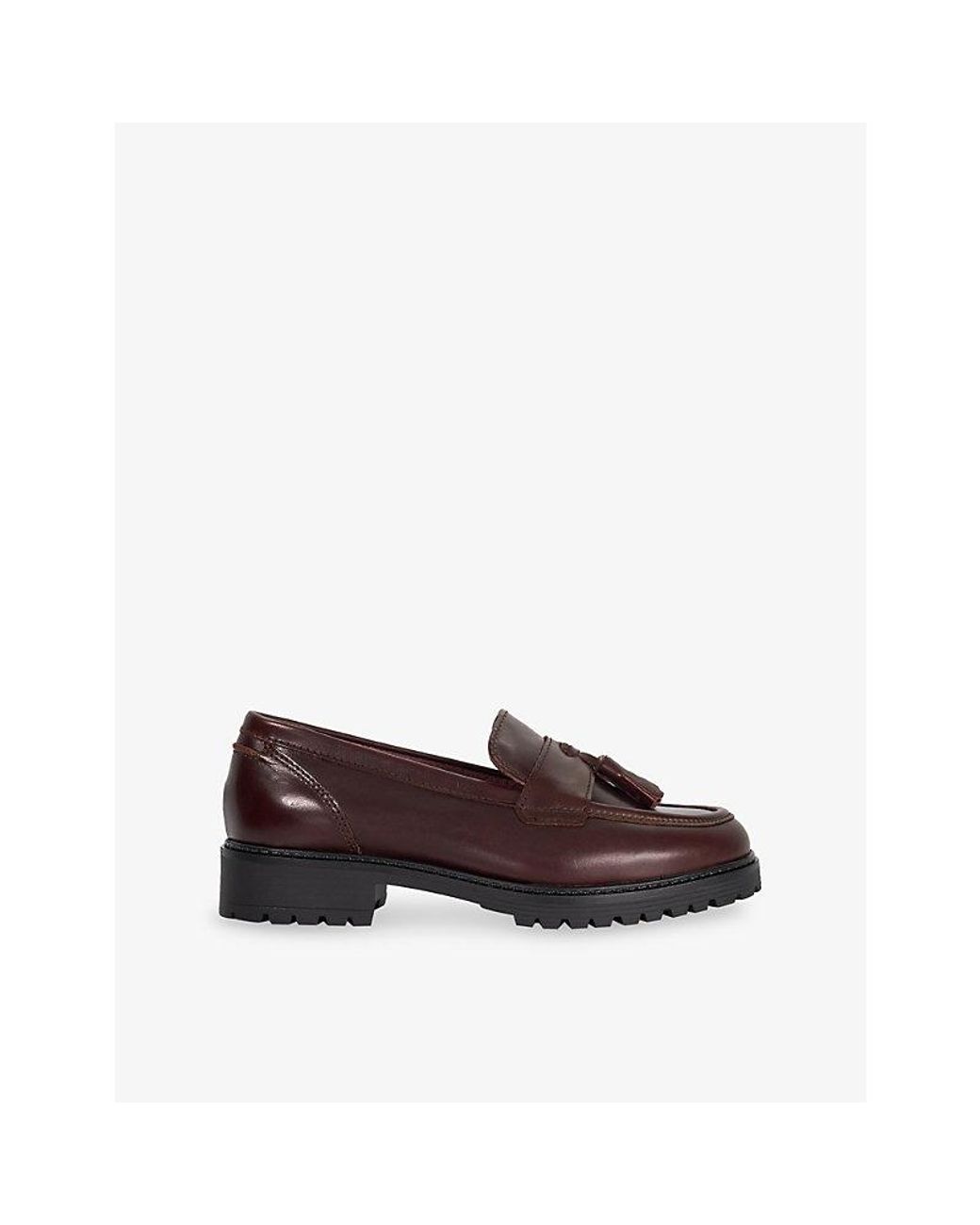 Dune Brown Gracelyn Wide-Fit Leather Loafers