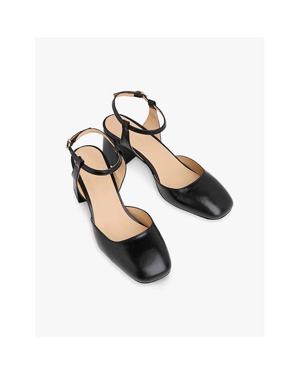 Whistles Black Matilda Block-Heel Leather Slingback Shoes