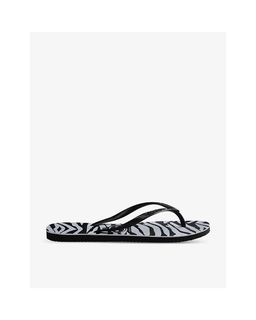 Havaianas White Slim Zebra-Print Rubber Flip-Flops