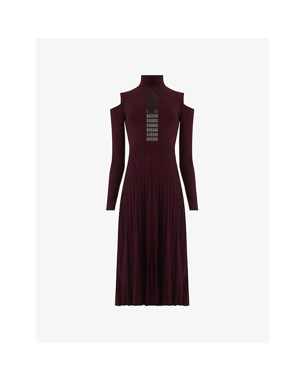 eem Purple Baguette Embellished Knitted Midi Dress