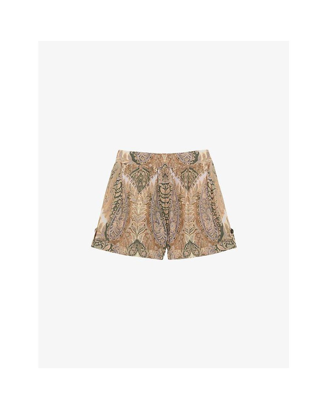 Reiss Natural Neave Paisley-Print Woven Shorts