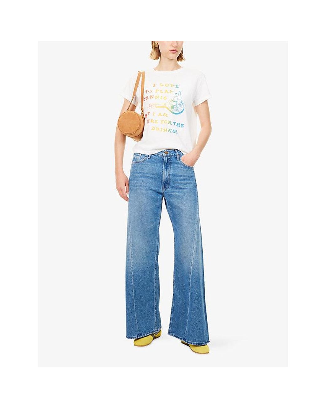 Mother Blue The Lemon Twist Sneak Wide-Leg Denim Jeans