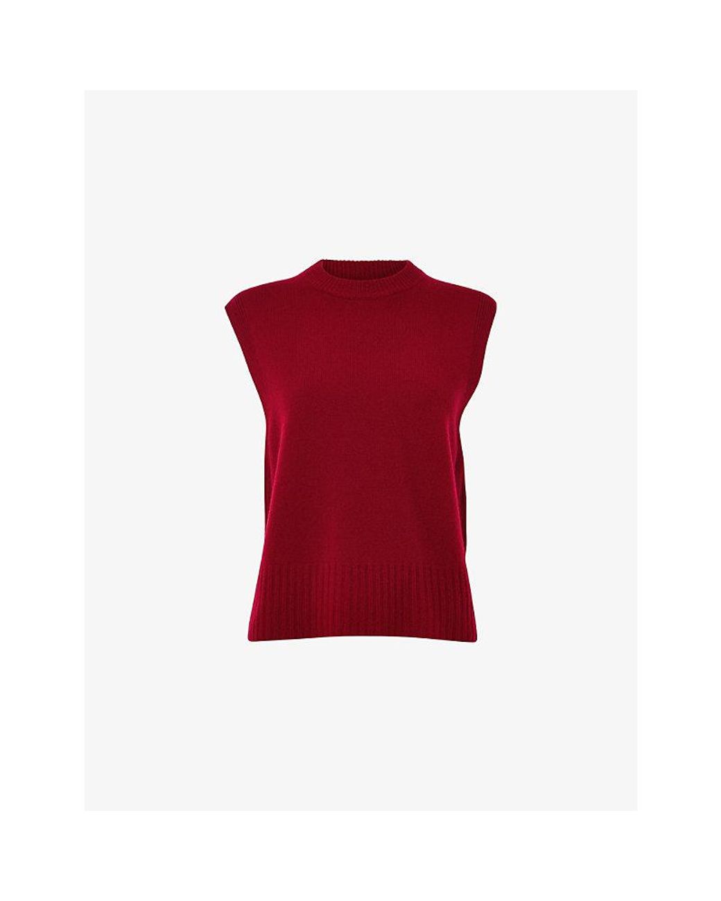Whistles Red Round-Neck Regular-Fit Wool Vest