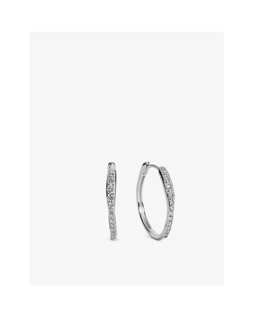 Monica Vinader Metallic Riva Pavé Diamond Medium Sterling- And 0.35Ct Lab Grown Diamond Hoop Earrings