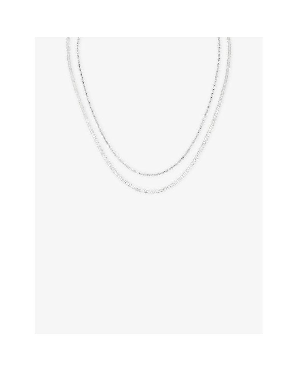 Astrid & Miyu White Illusion Double Chain-Plated Brass Necklace