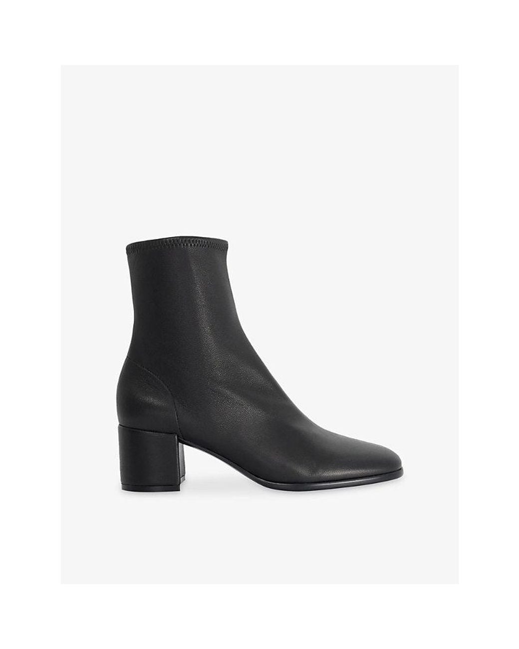 Dune Black Pyro Leather Heeled Ankle Boots