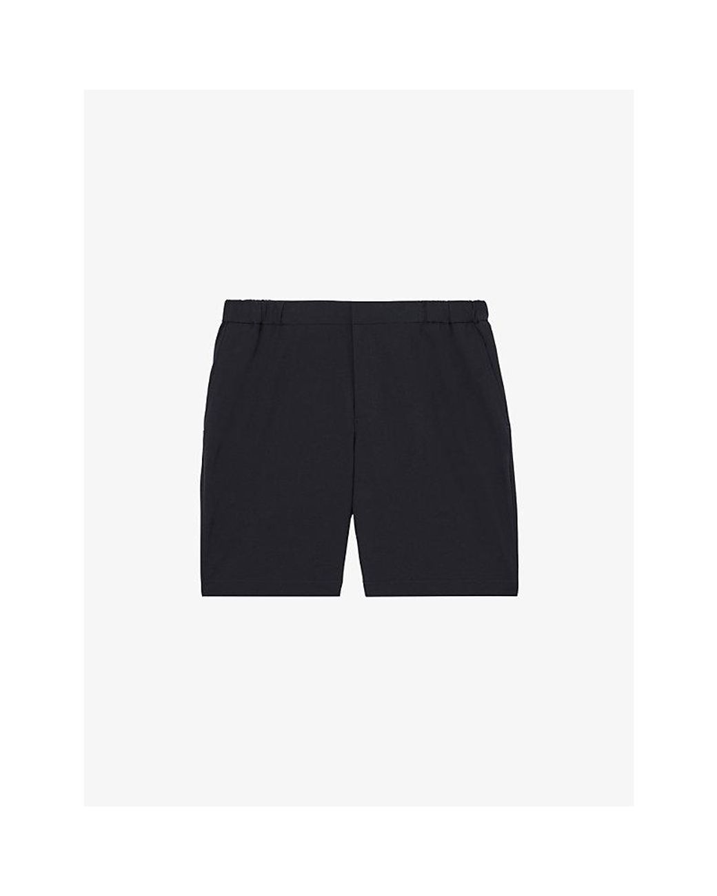 Reiss Blue Drawstring Elasticated-Waist Stretch-Woven Chino Shorts for men