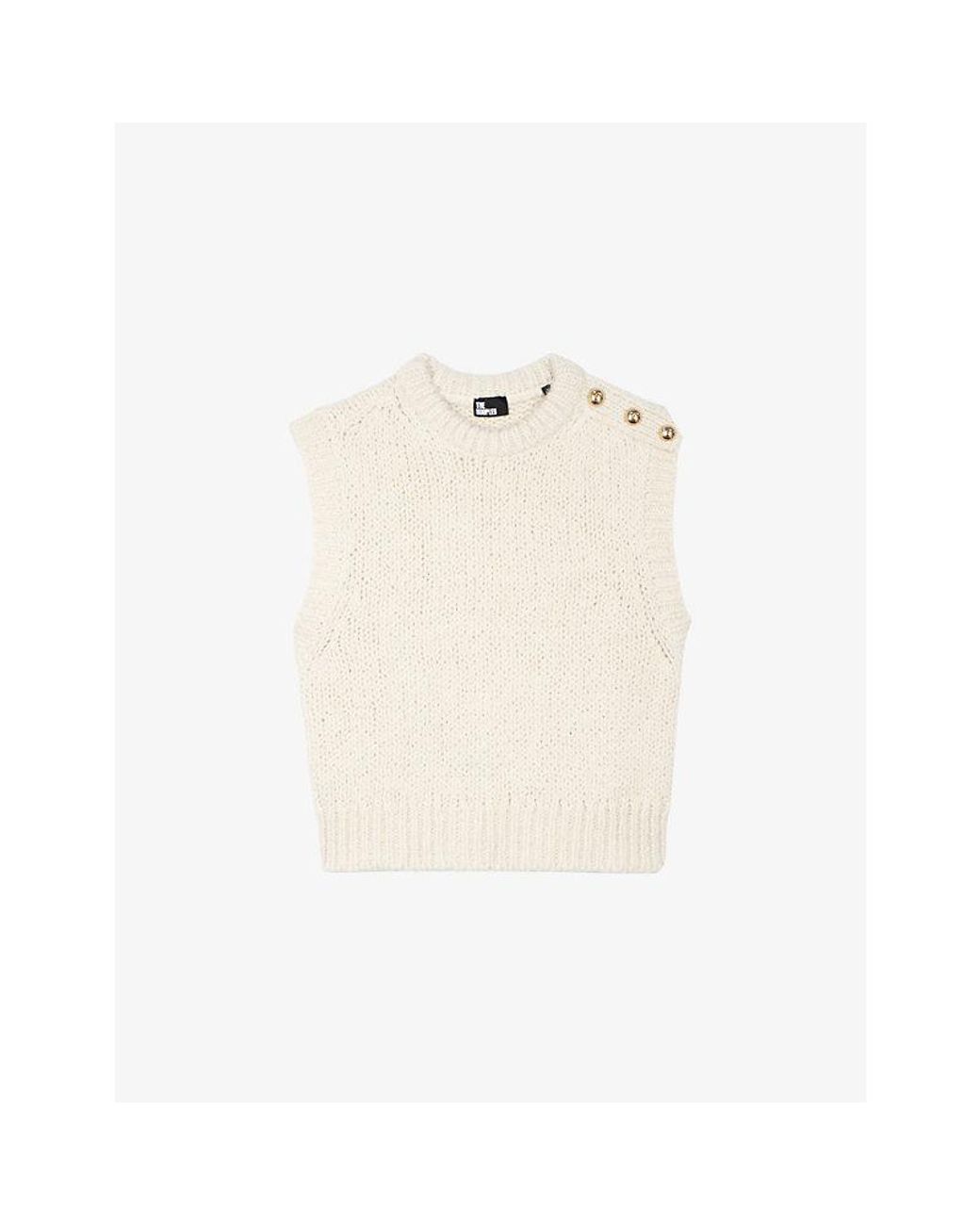 The Kooples White Sleeveless Button-Embellished Wool And Alpaca Jumper