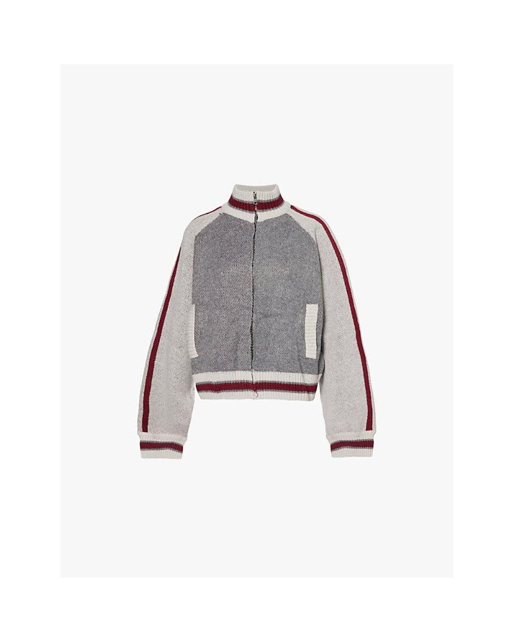 Jaded London Team 85 Relaxed Fit Knitted Bomber Jacket in Grey Lyst Canada
