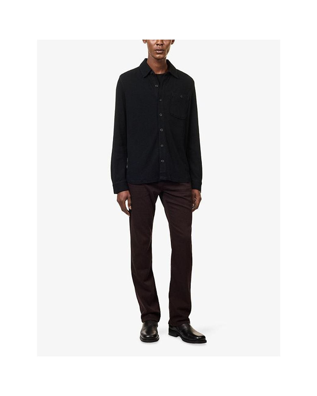 PAIGE Blue Hollander Waffle-Knit Cotton Shirt for men