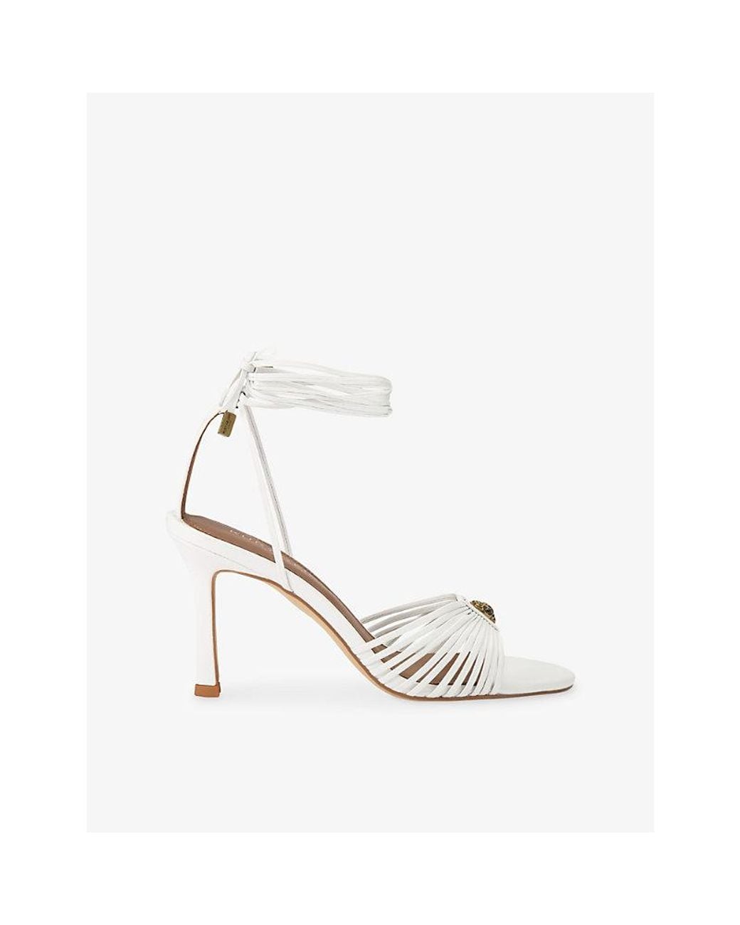 Kurt Geiger White Tie Multi-Strap Heeled Leather Sandals
