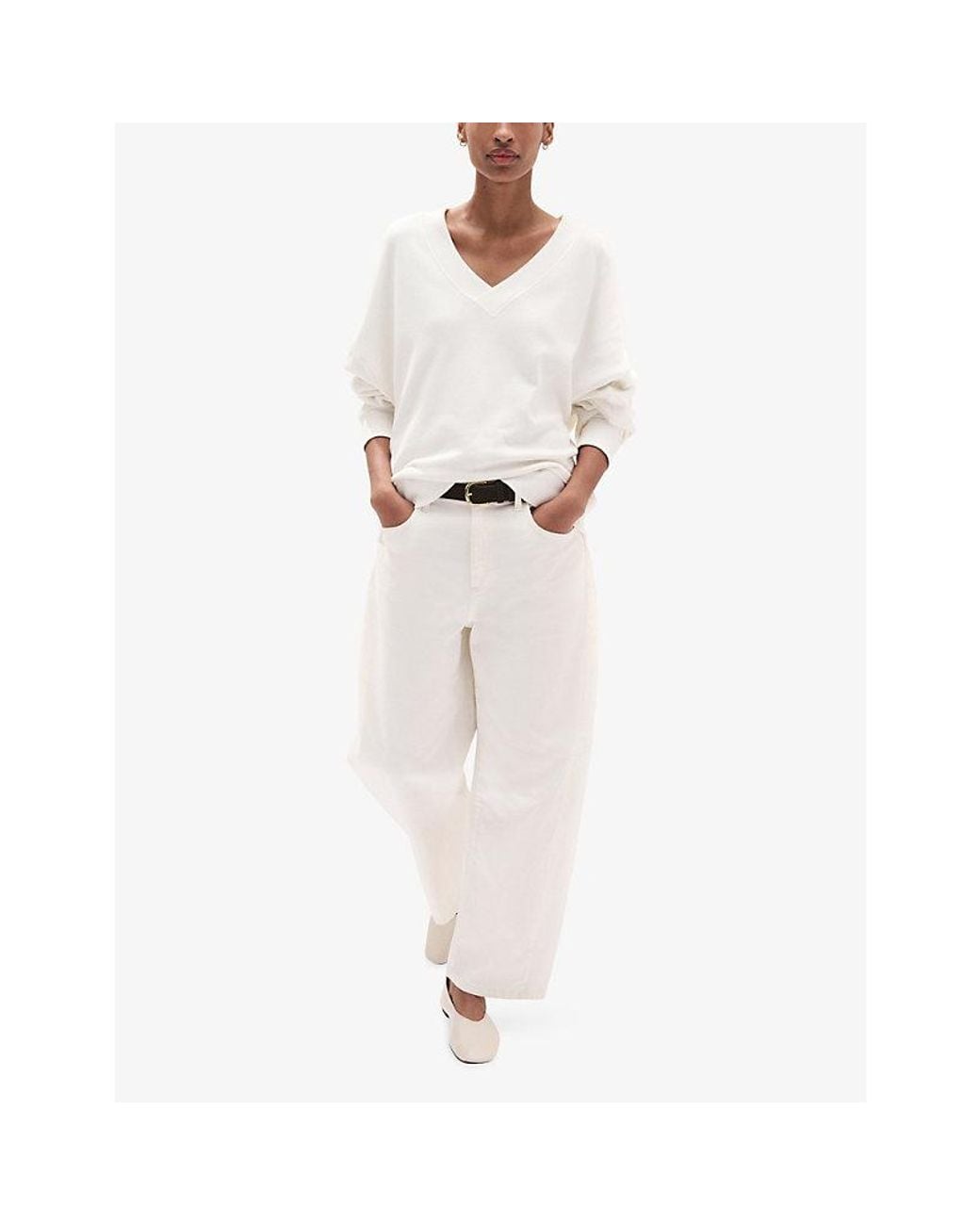 The White Company White V-Neck Wool-Blend Jumper