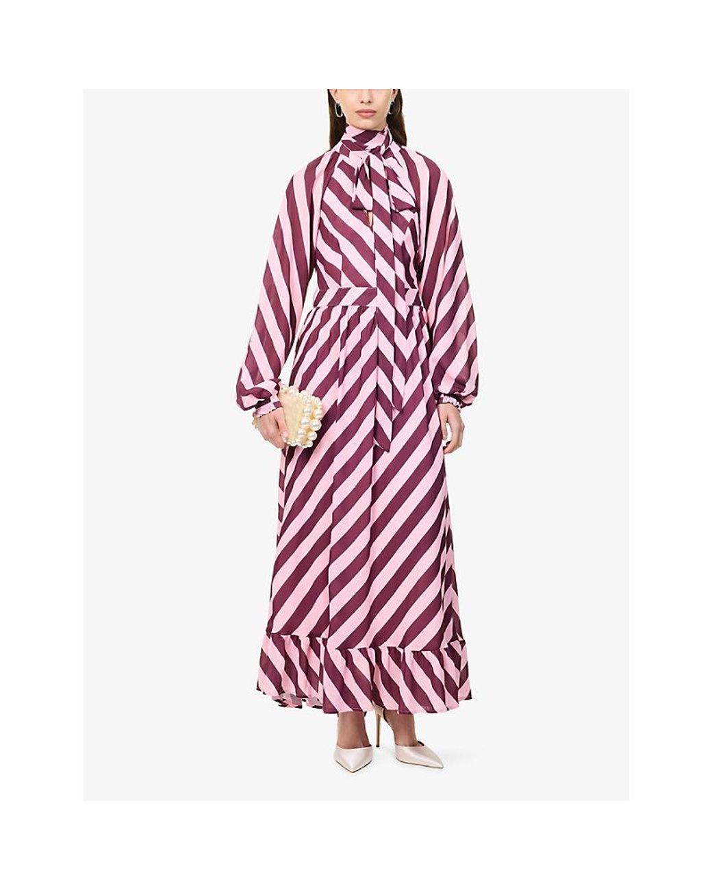 Sister Jane Red Menton Striped Woven Maxi Dress