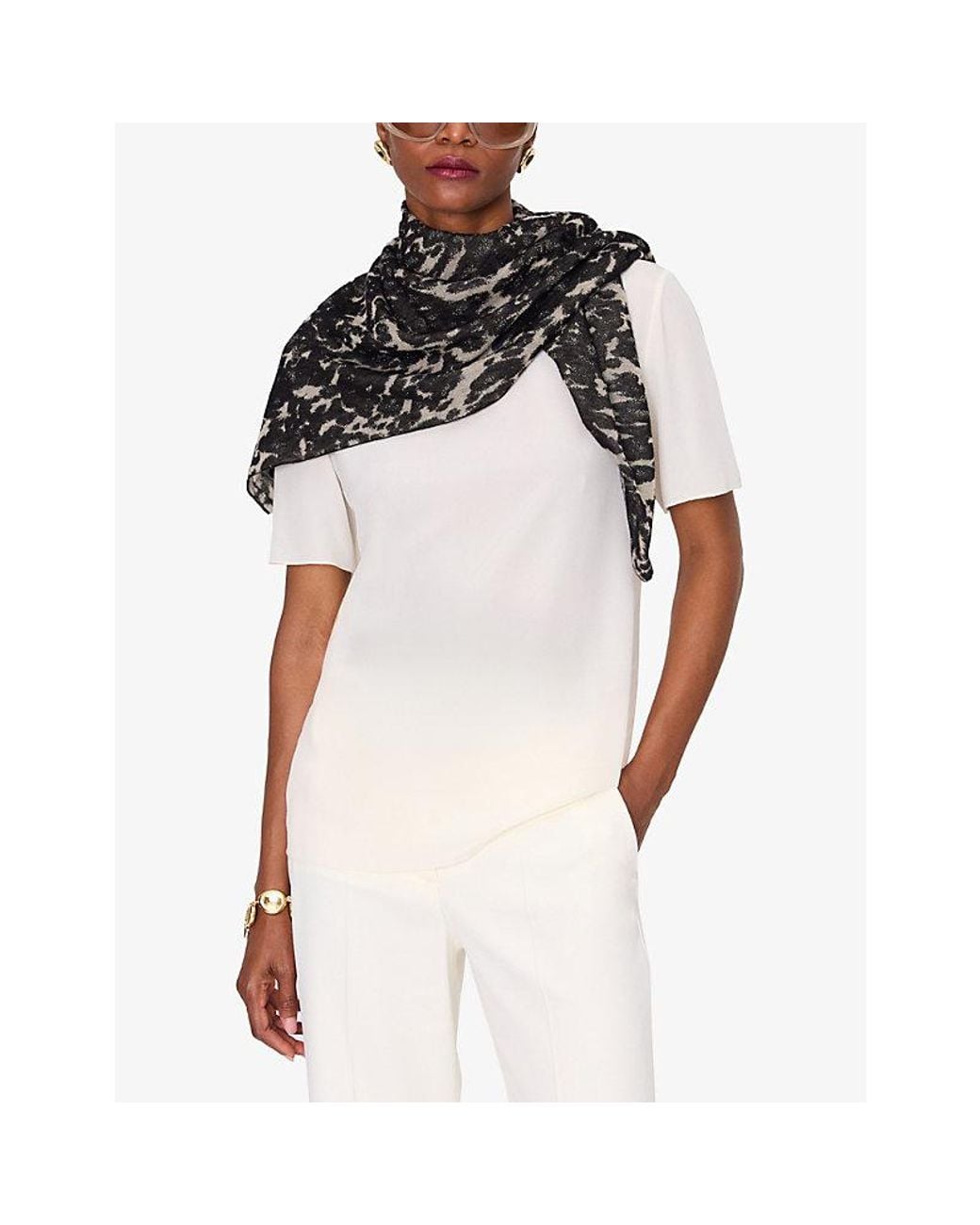 Joseph Black Ezra Leopard-Print Cashmere Scarf