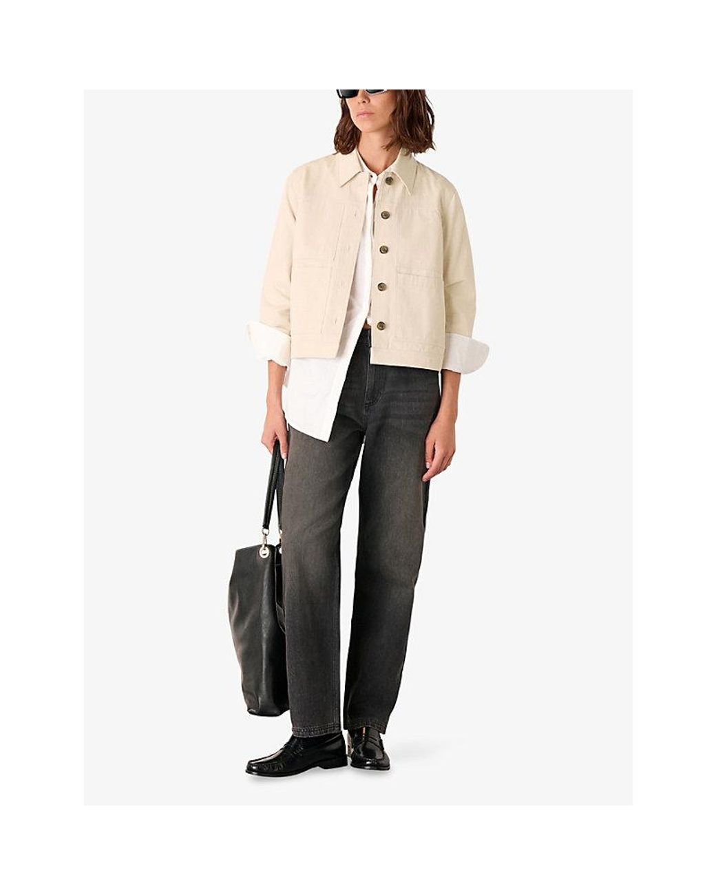 Whistles Natural Mia Four-Pocket Cotton-Blend Jacket