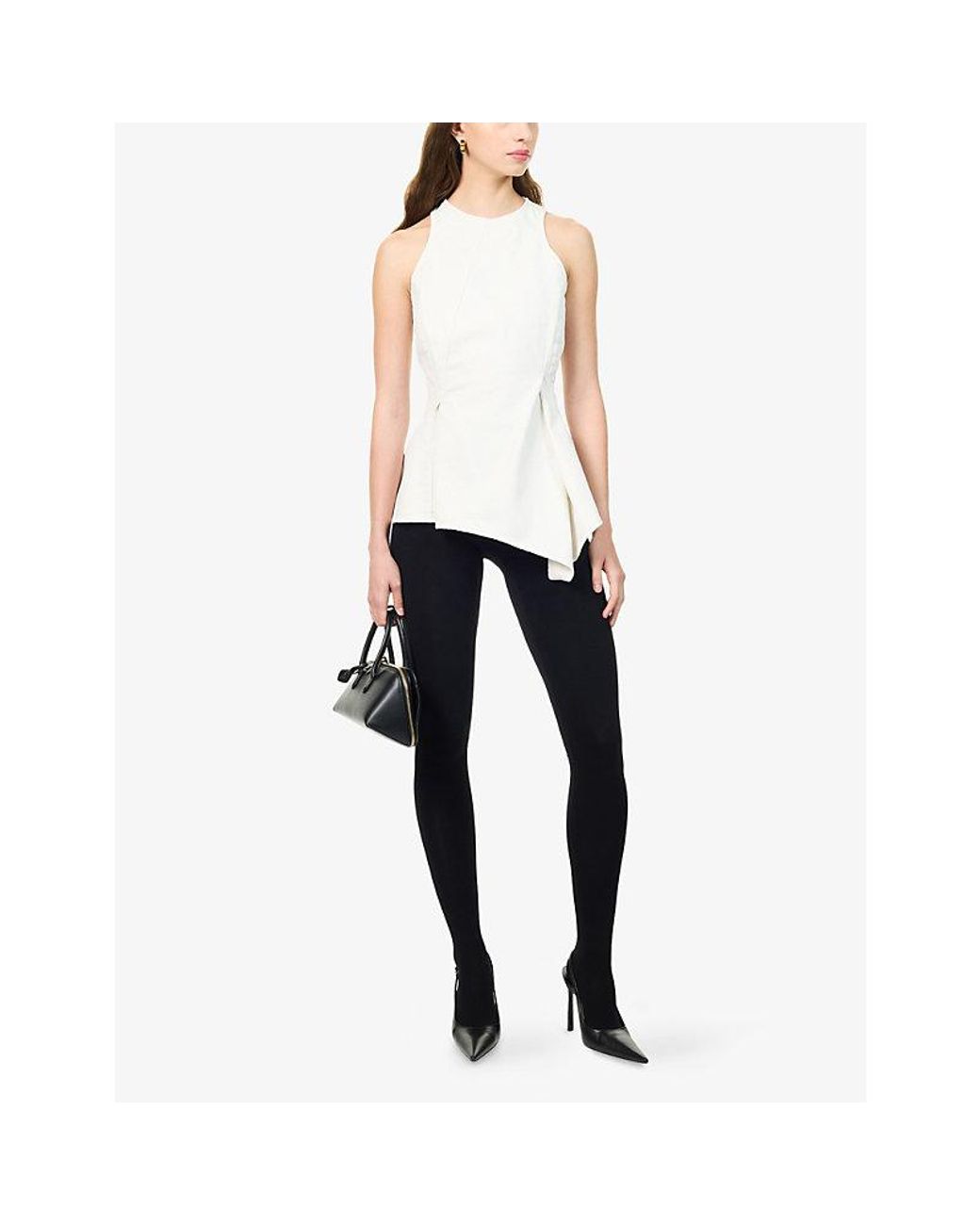 Magda Butrym Black High-Rise Stretch-Cotton Tights