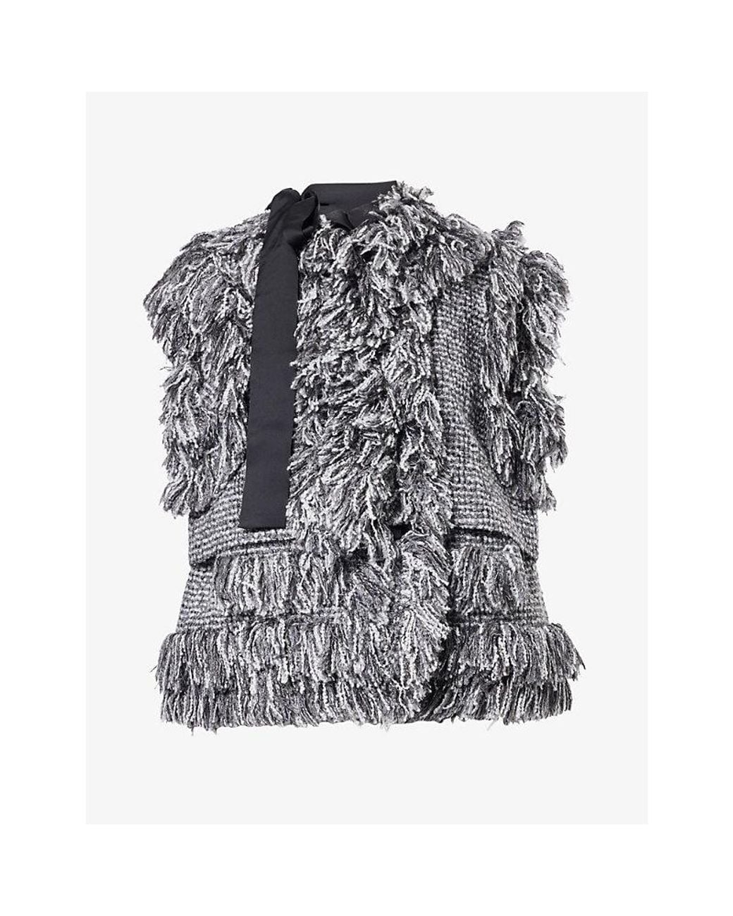 Sacai Gray Tweed Wool-Blend Vest